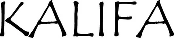 In rustikaler Schrift geschrieben das Logo der Marke Kalifa 