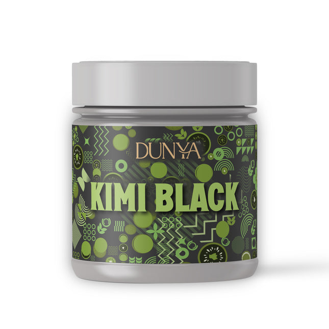 Eine Dose Darkblend Shisha Tabak von der Marke Dunya in der Sorte Kimi Black 25g
