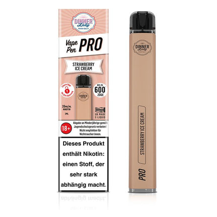 Dinner Lady - Vape Pen Pro - Strawberry Ice Cream 2ml/20mg