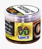 Die Sorte Lim2 in einer 25g Dose von der Marke Savu. Ein Shisha Tabak welcher nach einer süßen Zitrone schmeckt
