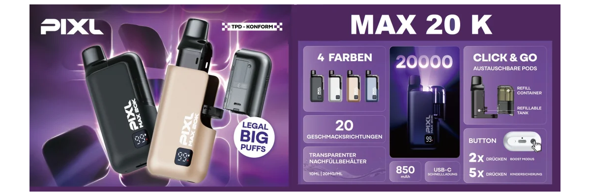 PIXL MAX 20K – Die neue Generation der 20.000 Züge Vape - PIXL MAX 20K – Die neue Generation der 20.000 Züge Vape