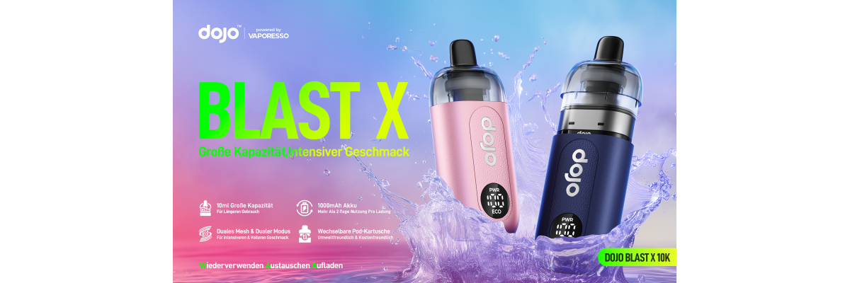 Dojo Blast X kaufen – Nachfüllbares Pod-System mit 15.000 Zügen - Dojo Blast X kaufen – Nachfüllbares Pod-System mit 15.000 Zügen