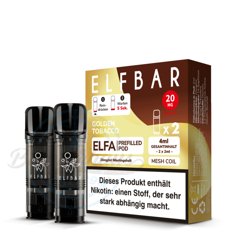 gibt es in italien elfbar pods Elf Bar ELFA Liquid Pod – Golden Tobacco