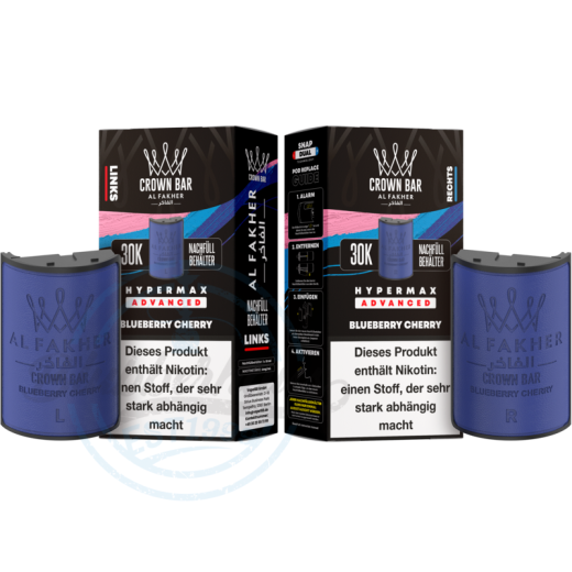 Al Fakher Crown Bar 30K Hypermax Advanced POD 2er Pack - Blueberry Cherry