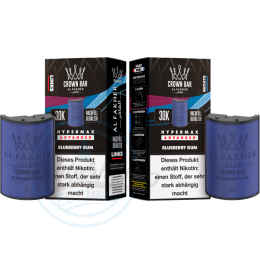 Al Fakher Crown Bar 30K Hypermax Advanced POD 2er Pack - Blueberry Gum