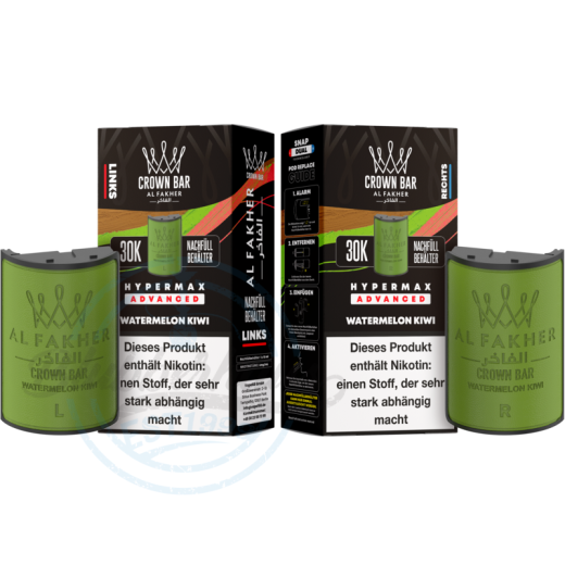 Al Fakher Crown Bar 30K Hypermax Advanced POD 2er Pack - Watermelon Kiwi