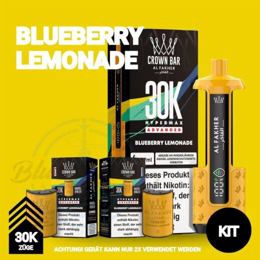Al Fakher Crown Bar 30K Hypermax Advanced KIT SPARSET - Blueberry Lemonade