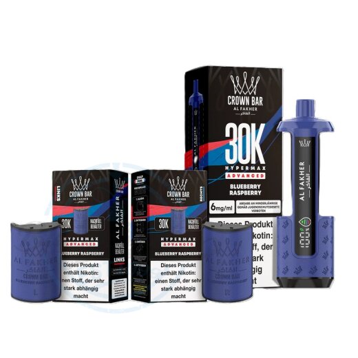 Al Fakher Crown Bar 30K Hypermax Advanced KIT SPARSET - Blueberry Raspberry