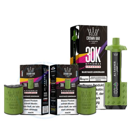 Al Fakher Crown Bar 30K Hypermax Advanced KIT SPARSET - Blue Razz Lemonade