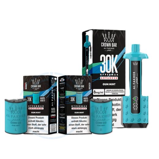 Al Fakher Crown Bar 30K Hypermax Advanced KIT SPARSET - Gum Mint