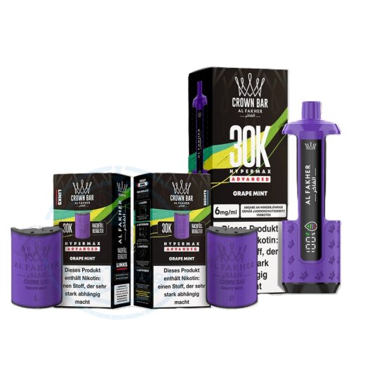 Al Fakher Crown Bar 30K Hypermax Advanced KIT SPARSET - Grape Mint