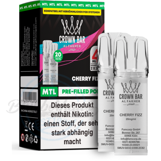 Al Fakher Crown Bar 600 (MTL) 2er POD - Cherry Fizz