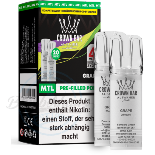 Al Fakher Crown Bar 600 (MTL) 2er POD - Grape