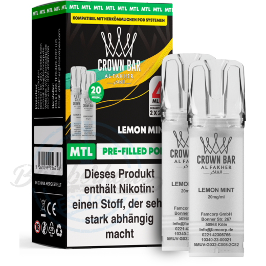 Al Fakher Crown Bar 600 (MTL) 2er POD - Lemon Mint