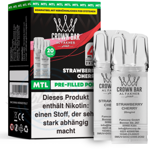 Al Fakher Crown Bar 600 (MTL) 2er POD - Strawberry Cherry