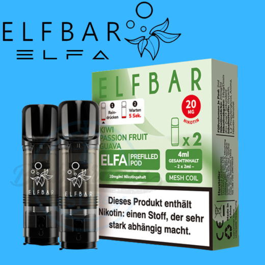 ELFBAR ELFA PODS 20mg - Kiwi Passionfruit Guava