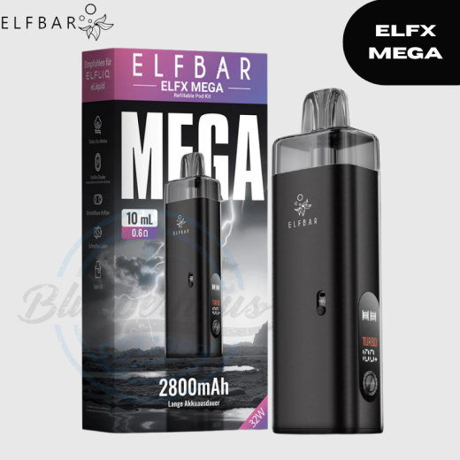 ELFBAR ELFX MEGA - Black - Refillable Pod Starter KIT