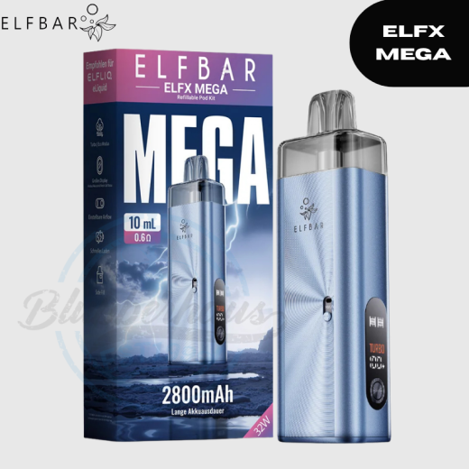 ELFBAR ELFX MEGA - Cyan - Refillable Pod Starter KIT